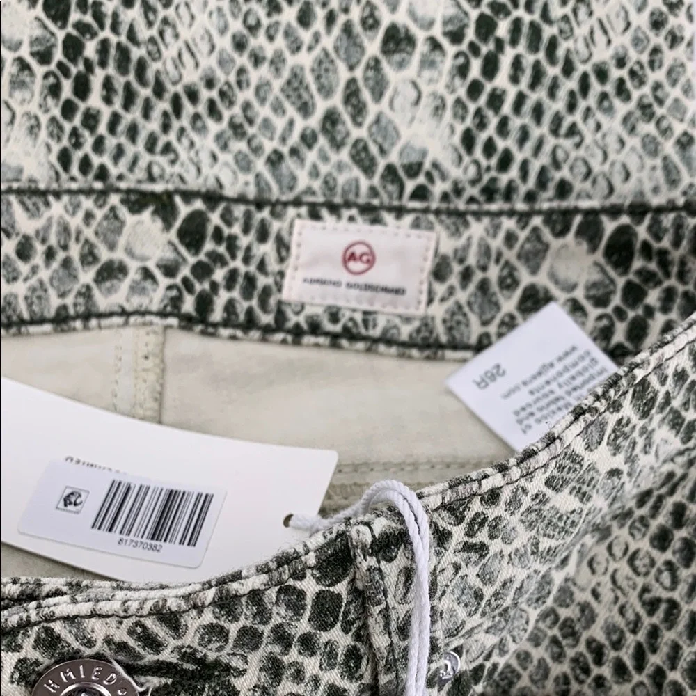 AG Adriano Goldschmied Mari jeans denim snake print hi rise straight leg new 26